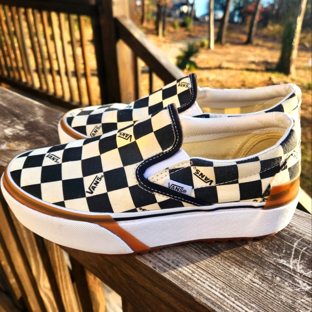 Vans RARE checkered stacked slip ons
